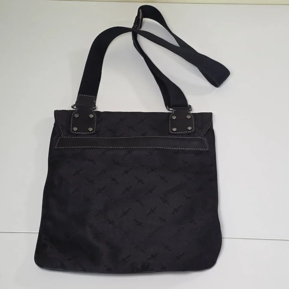 Cesare Paciotti Messenger Cross Body Dagger AOP Bag Made In Italy Black Embossed
